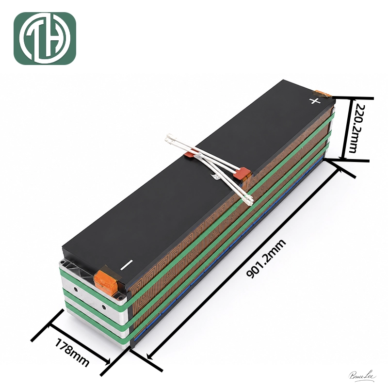 2P8S 230Ah battery module high voltage M5 terminals and lifting hole details